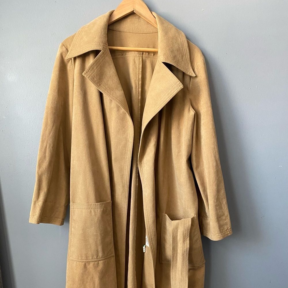 Camel  Open Front Trench Coat